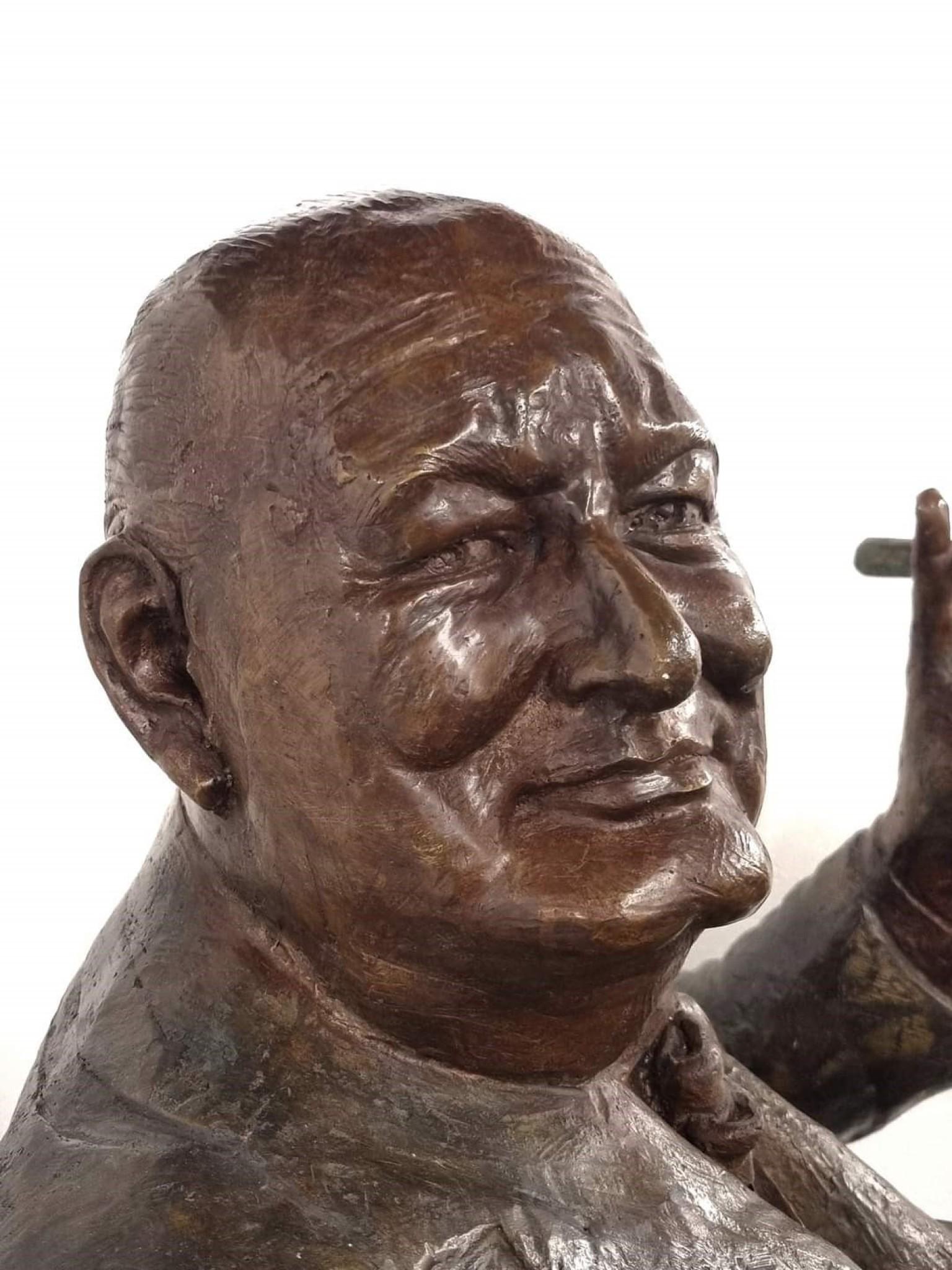 Large Bronze Winston Churchill Statue Seated British PM Casting For Sale 12