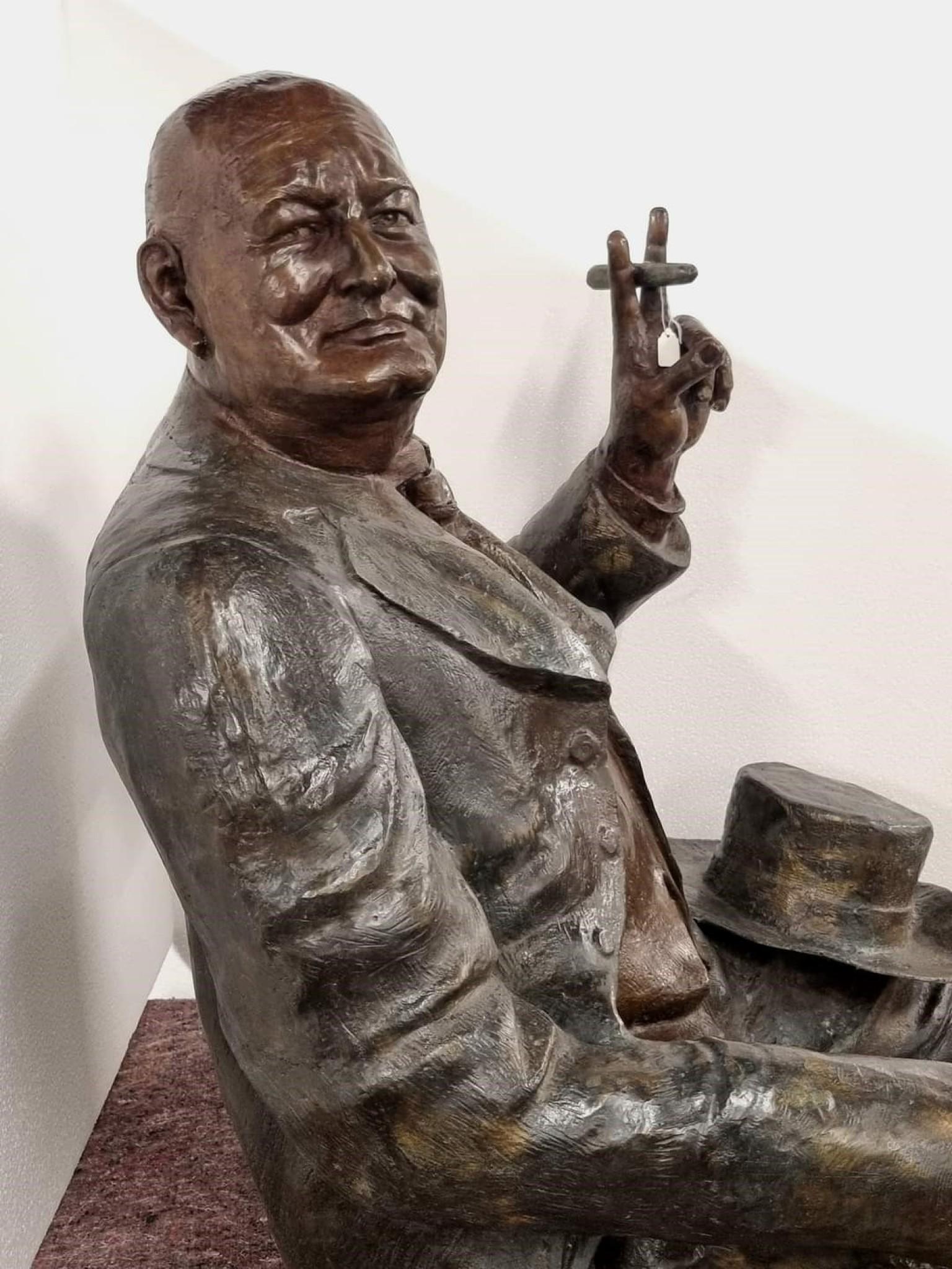 Large Bronze Winston Churchill Statue Seated British PM Casting For Sale 3