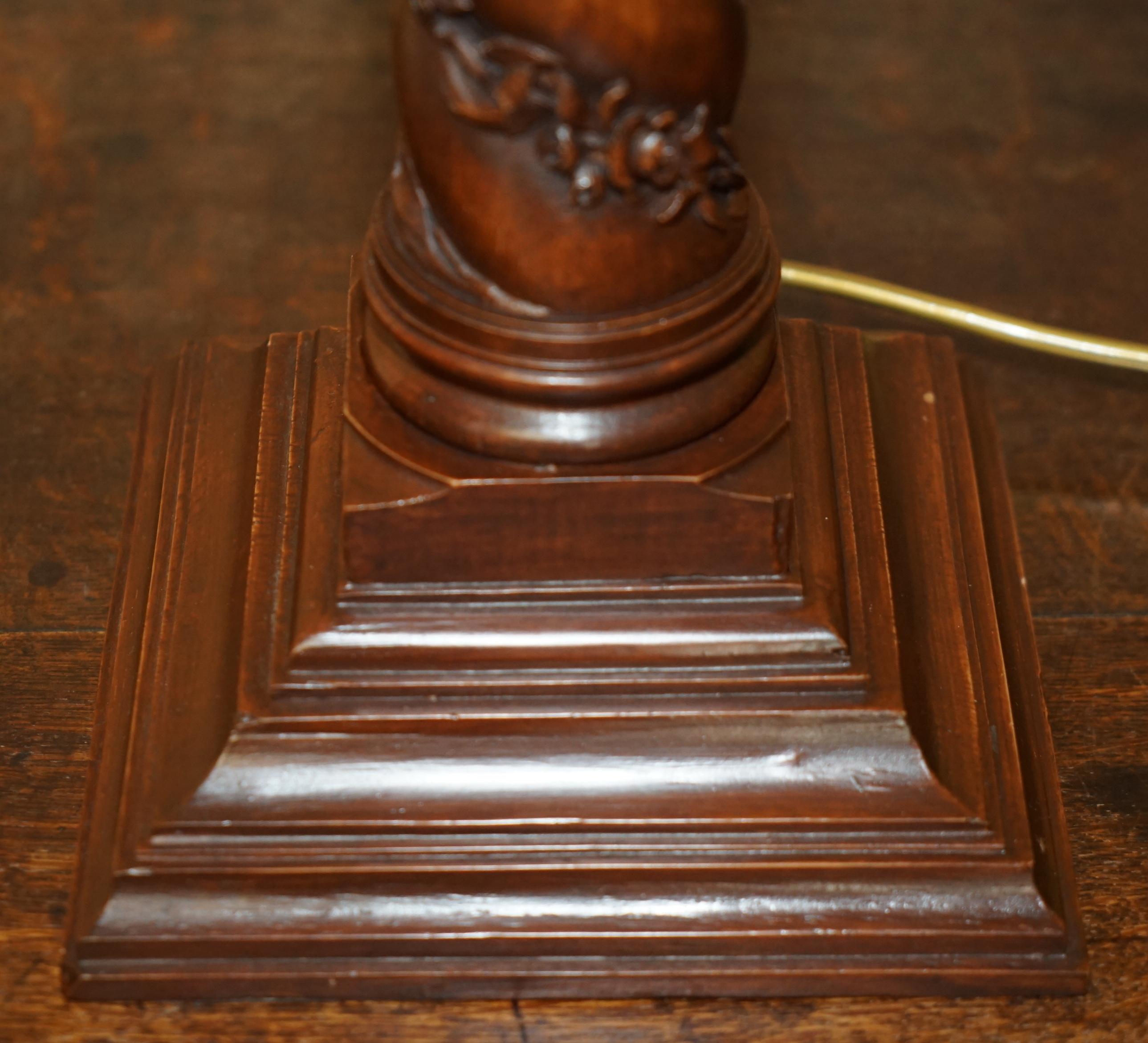 LARGE BRONZED FiNISH CORINTHIAN GRAPE VINE DECO PILLAR TABLE LAMP FULLY SERVICED For Sale 3