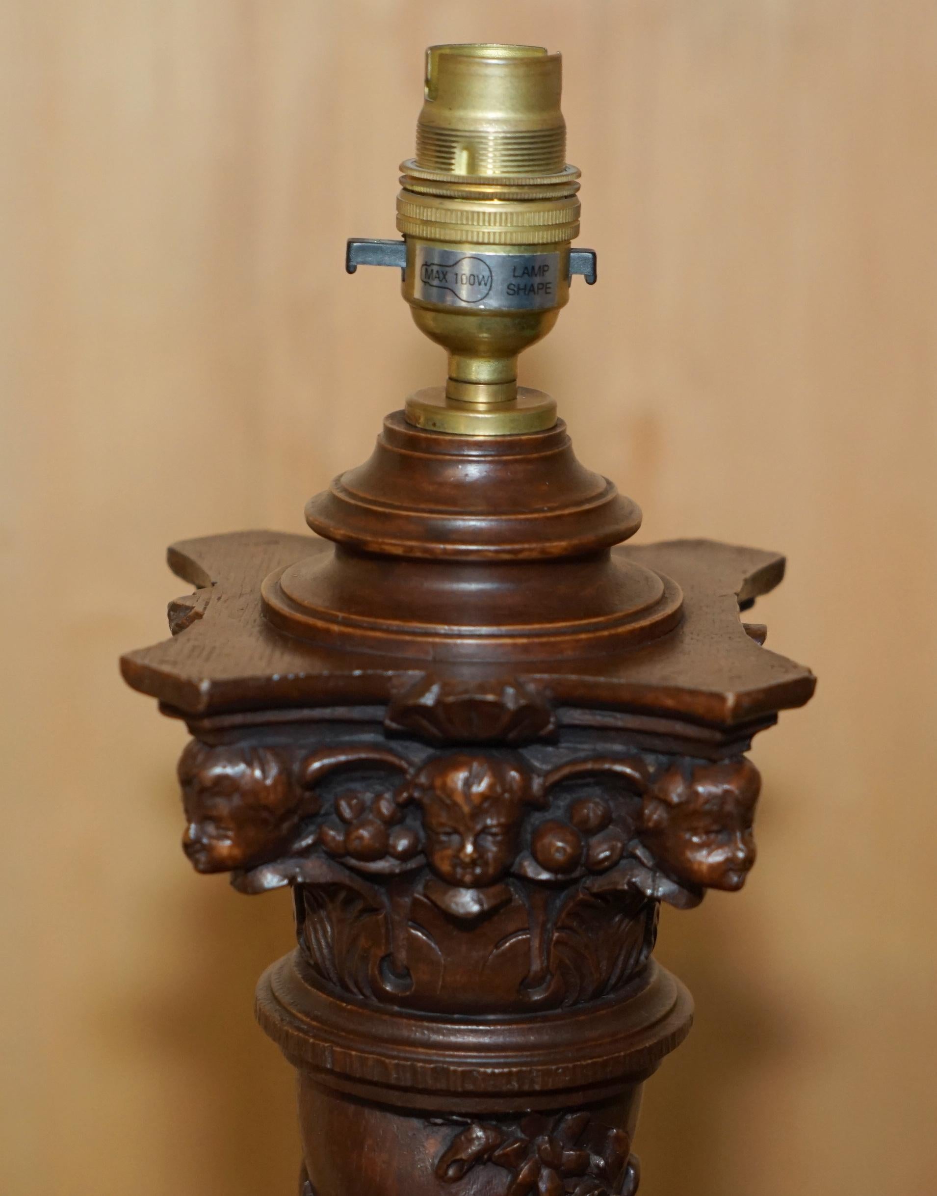 LARGE BRONZED FiNISH CORINTHIAN GRAPE VINE DECO PILLAR TABLE LAMP FULLY SERVICED In Good Condition For Sale In West Sussex, Pulborough