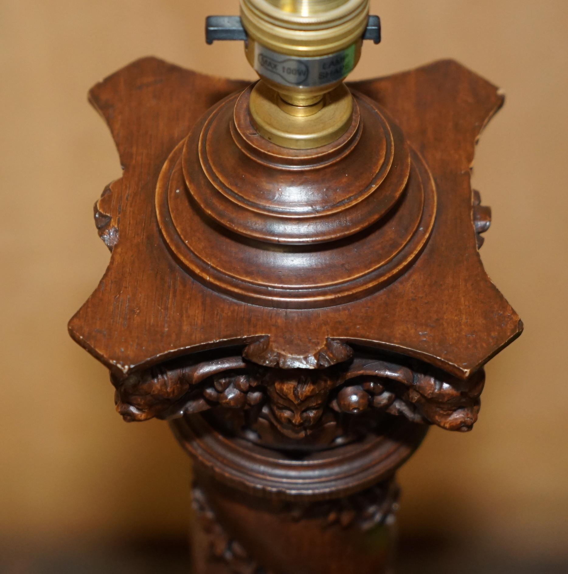 20th Century LARGE BRONZED FiNISH CORINTHIAN GRAPE VINE DECO PILLAR TABLE LAMP FULLY SERVICED For Sale