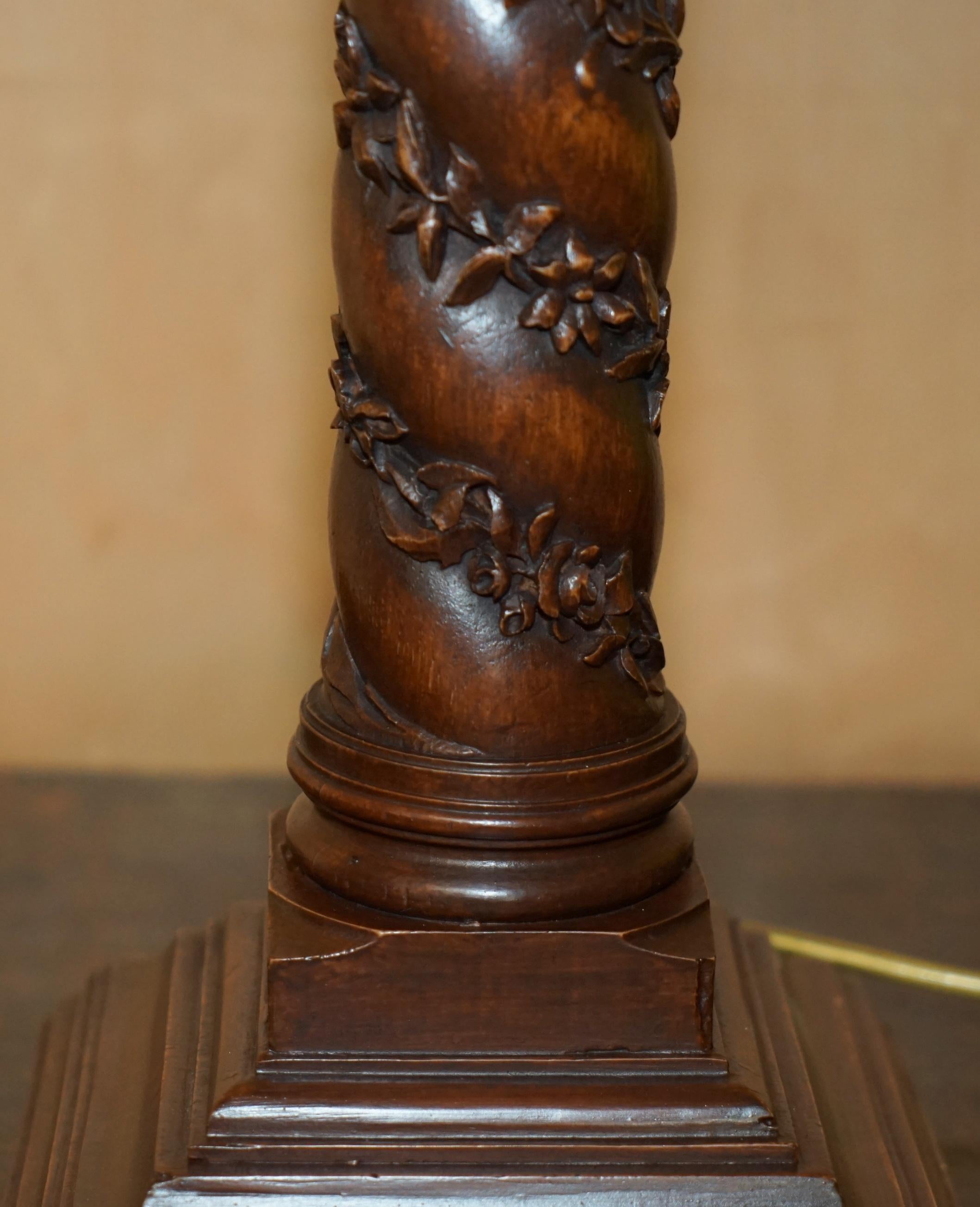 LARGE BRONZED FiNISH CORINTHIAN GRAPE VINE DECO PILLAR TABLE LAMP FULLY SERVICED For Sale 2