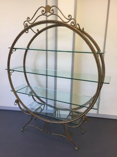 Large Bronzed Gilt Circular Form Display Shelves