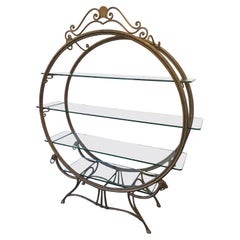 Large Bronzed Gilt Circular Form Display Shelves