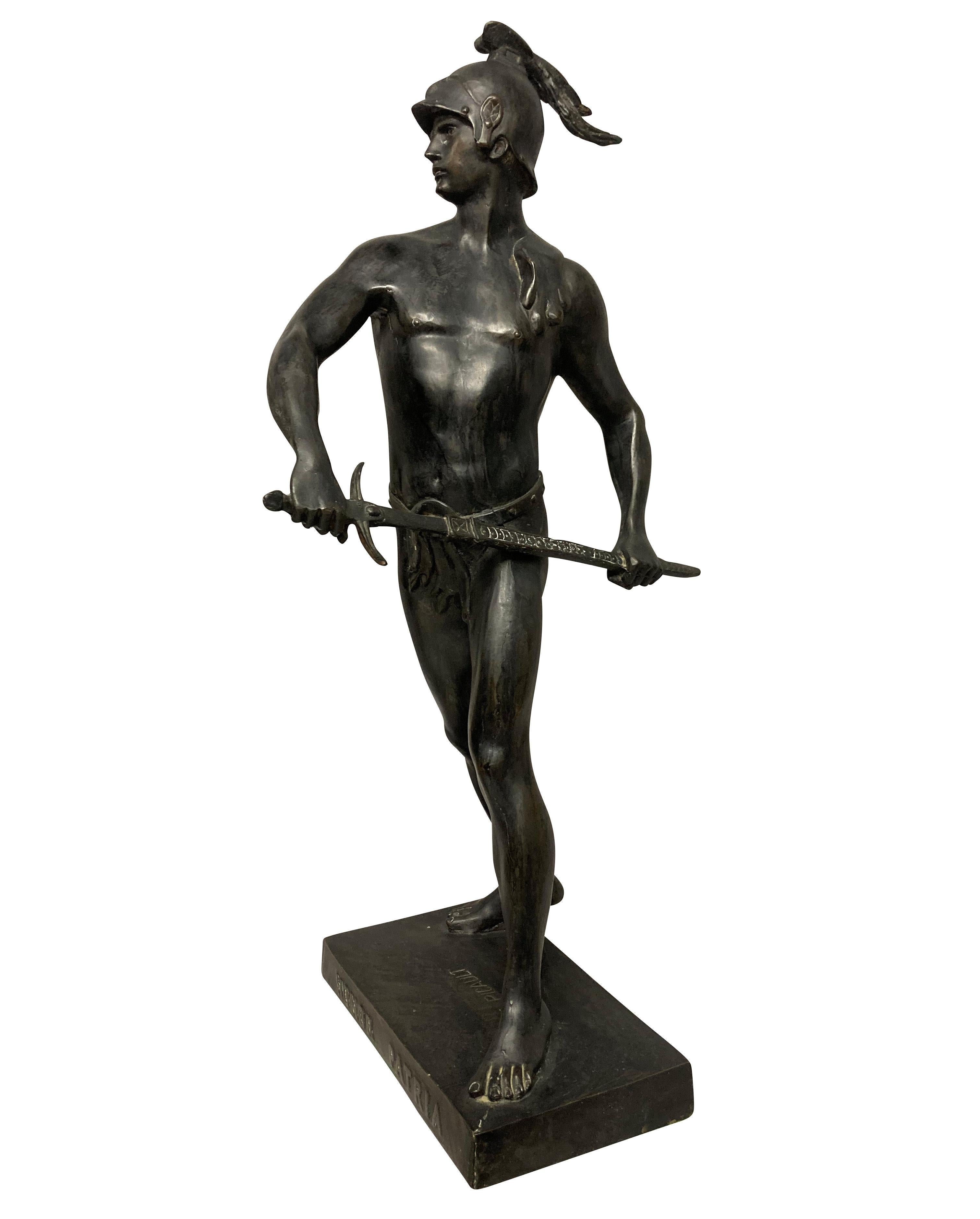 Large Bronzed Gladiator After Emile Picault In Good Condition For Sale In London, GB