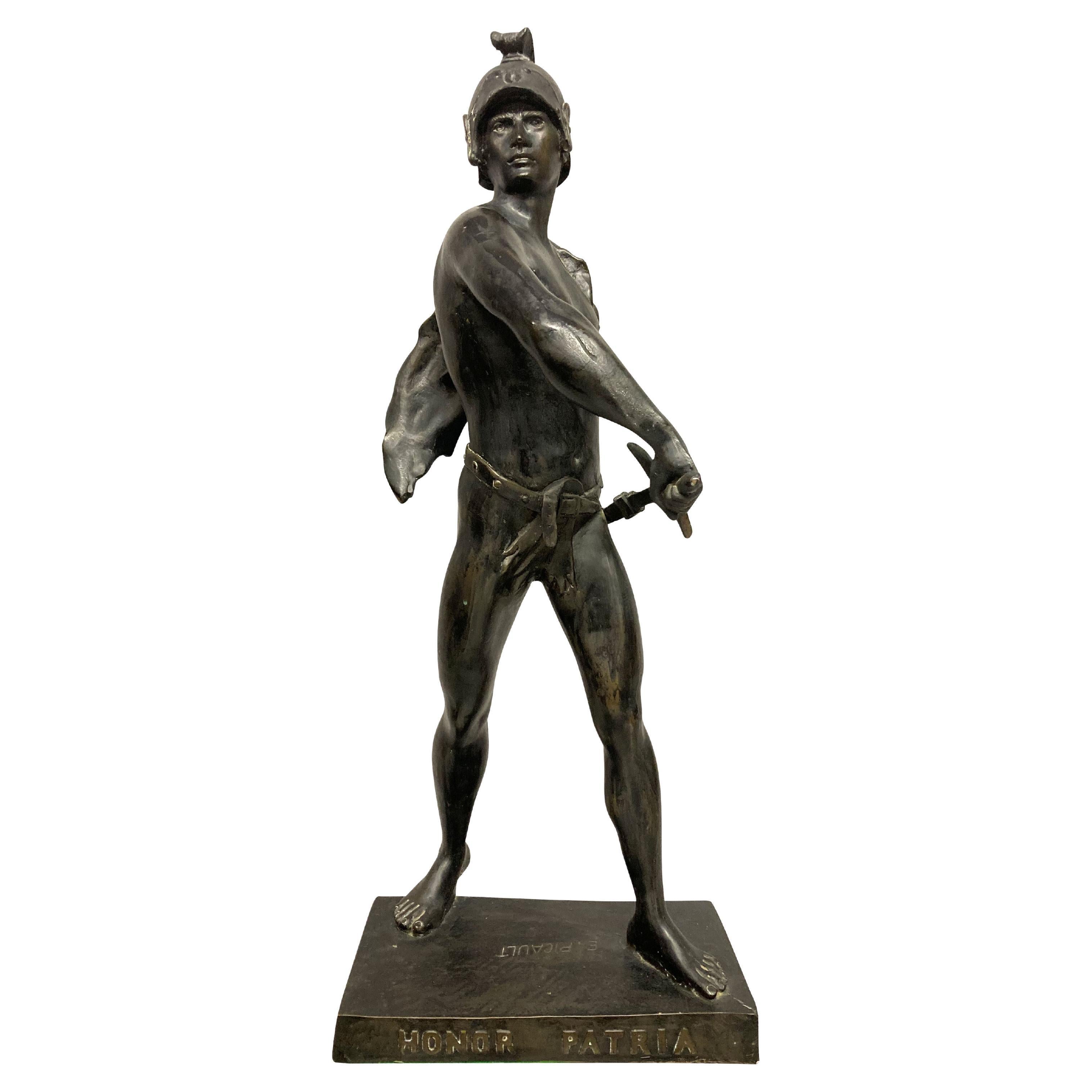 Large Bronzed Gladiator After Emile Picault For Sale