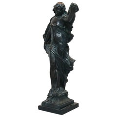 Large Bronzed Metal Classical Woman Sculpture, Signed, Dated 1983