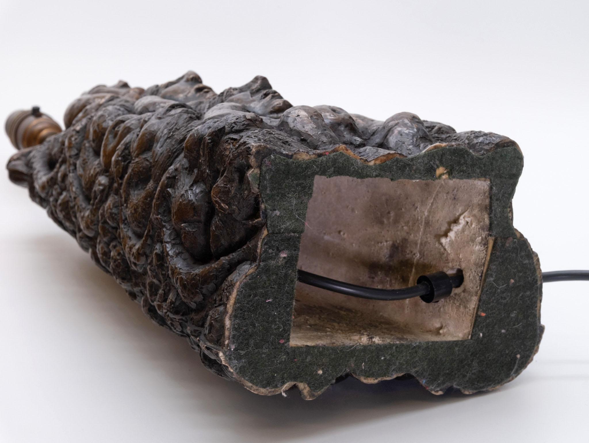 Large Bronzed Pottery Figurative Totem Tribal Form Double Sided Table Lamp 1970s For Sale 6