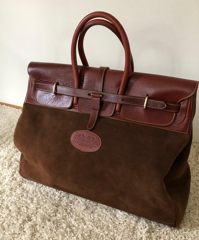 Large Brooks Brothers Suede Overnight Leather Bag For Sale at 1stDibs