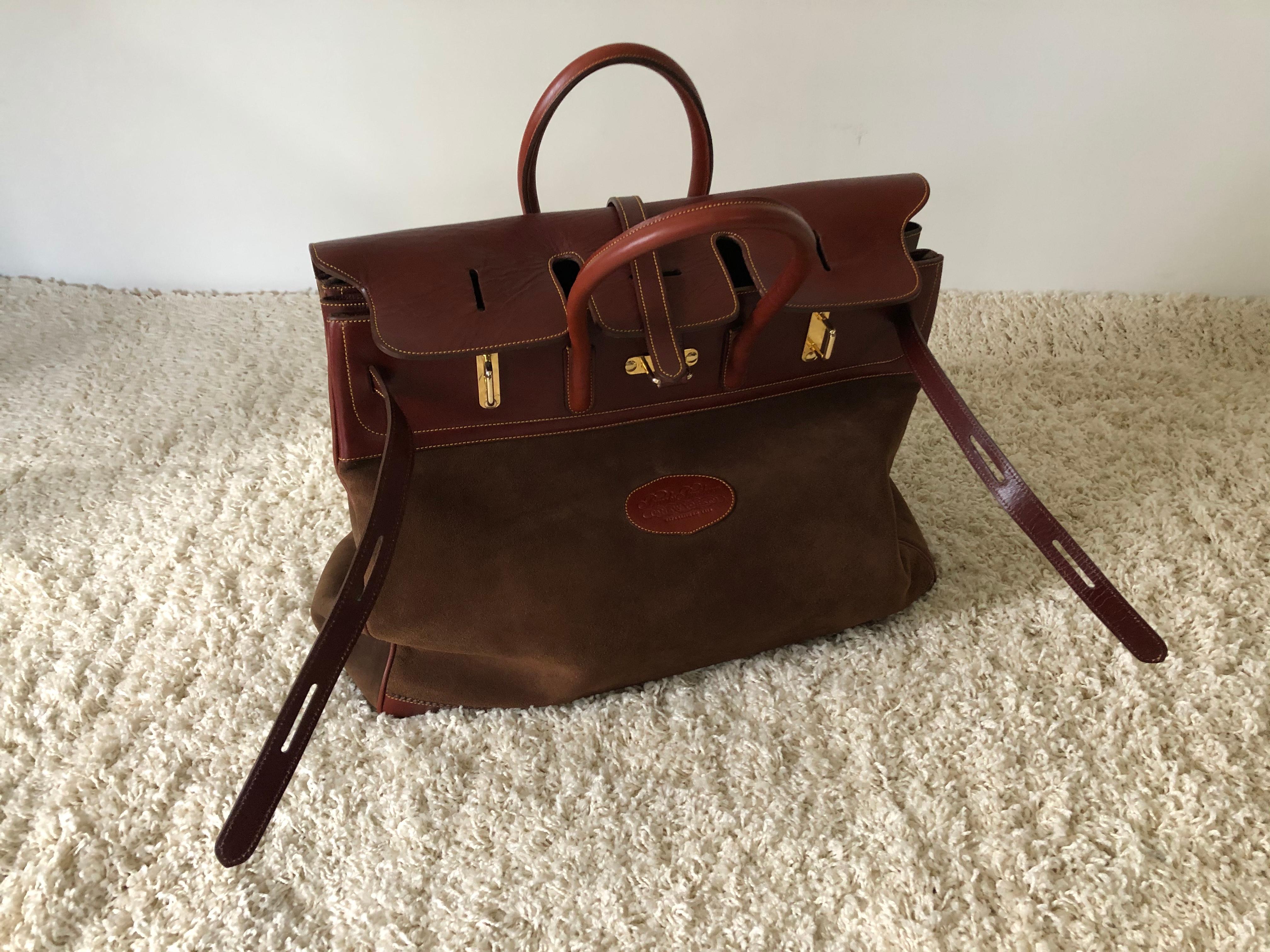 American Large Brooks Brothers Suede Overnight Leather Bag