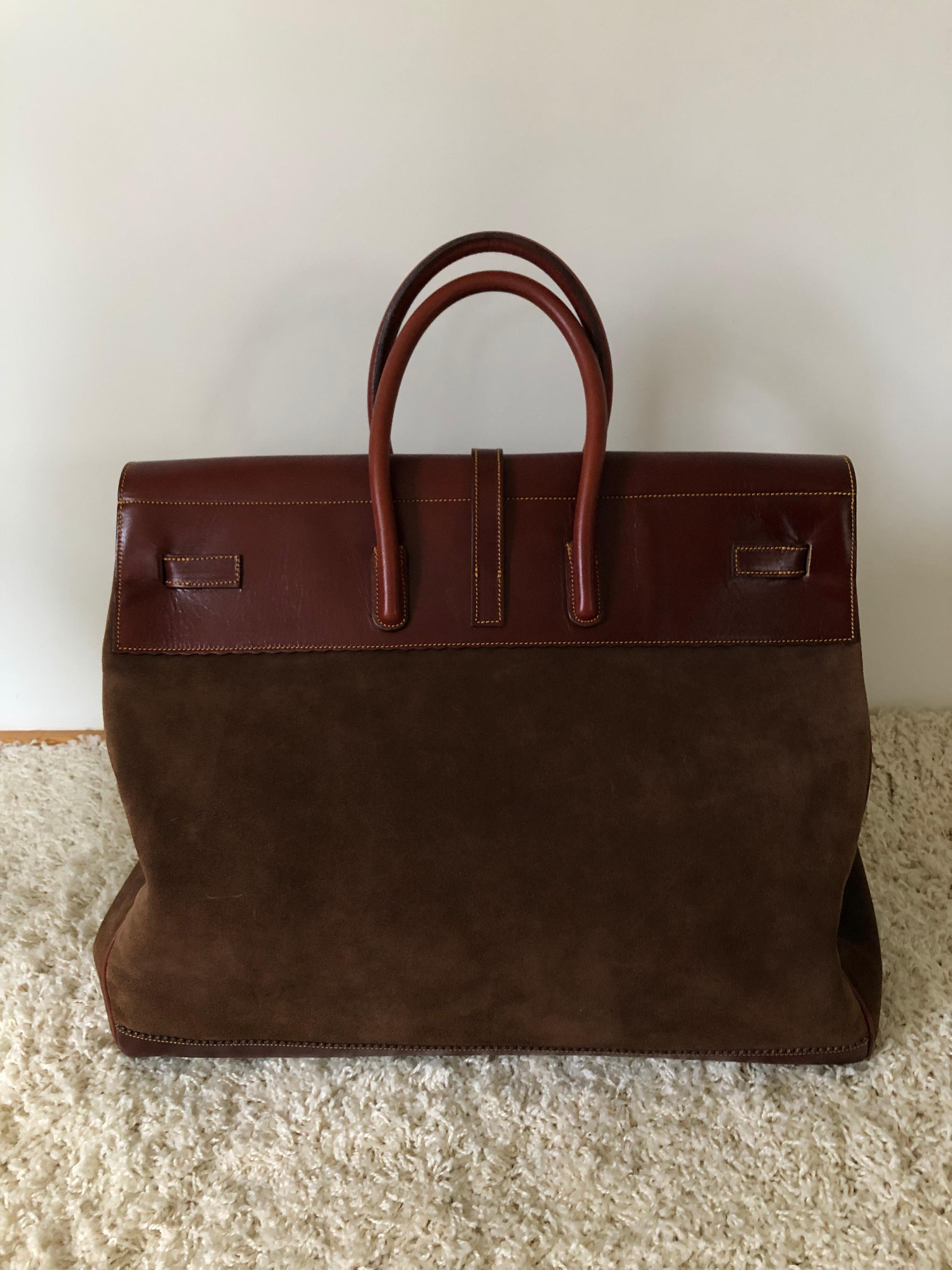 Dyed Large Brooks Brothers Suede Overnight Leather Bag