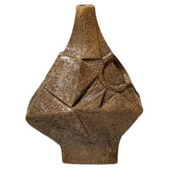 Grand vase en céramique abstraite brune du 20TH CENTURY DESIGN Vallauris Siffredi 1970