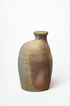 large brown and grey stoneware ceramic vase by B Chassang 2025 38 cm