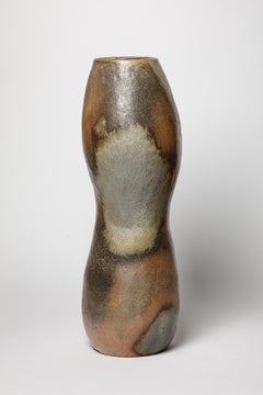 Large brown and grey stoneware ceramic vase or floor vase B. Chassang 57 cm 2/2