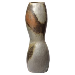Gran jarrón o jarrón de suelo de cerámica de gres marrón y gris B. Chassang 60 cm 1/2