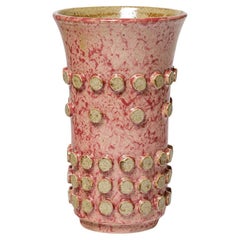 Vintage Large brown and pink art deco ceramic vase by Adrienne Picard 1940 