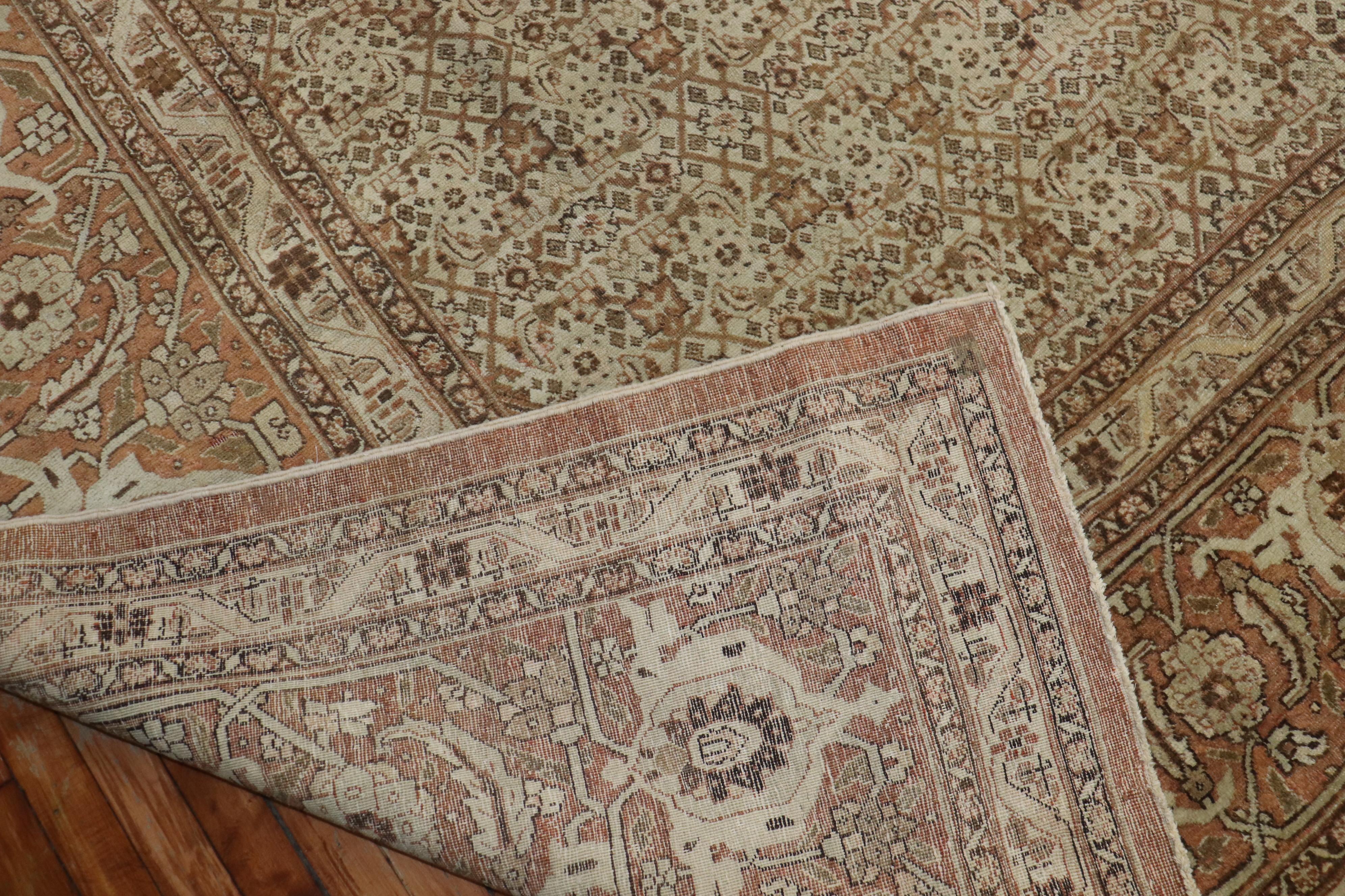 Hand-Woven Large Brown Antique Persian Tabriz Rug For Sale