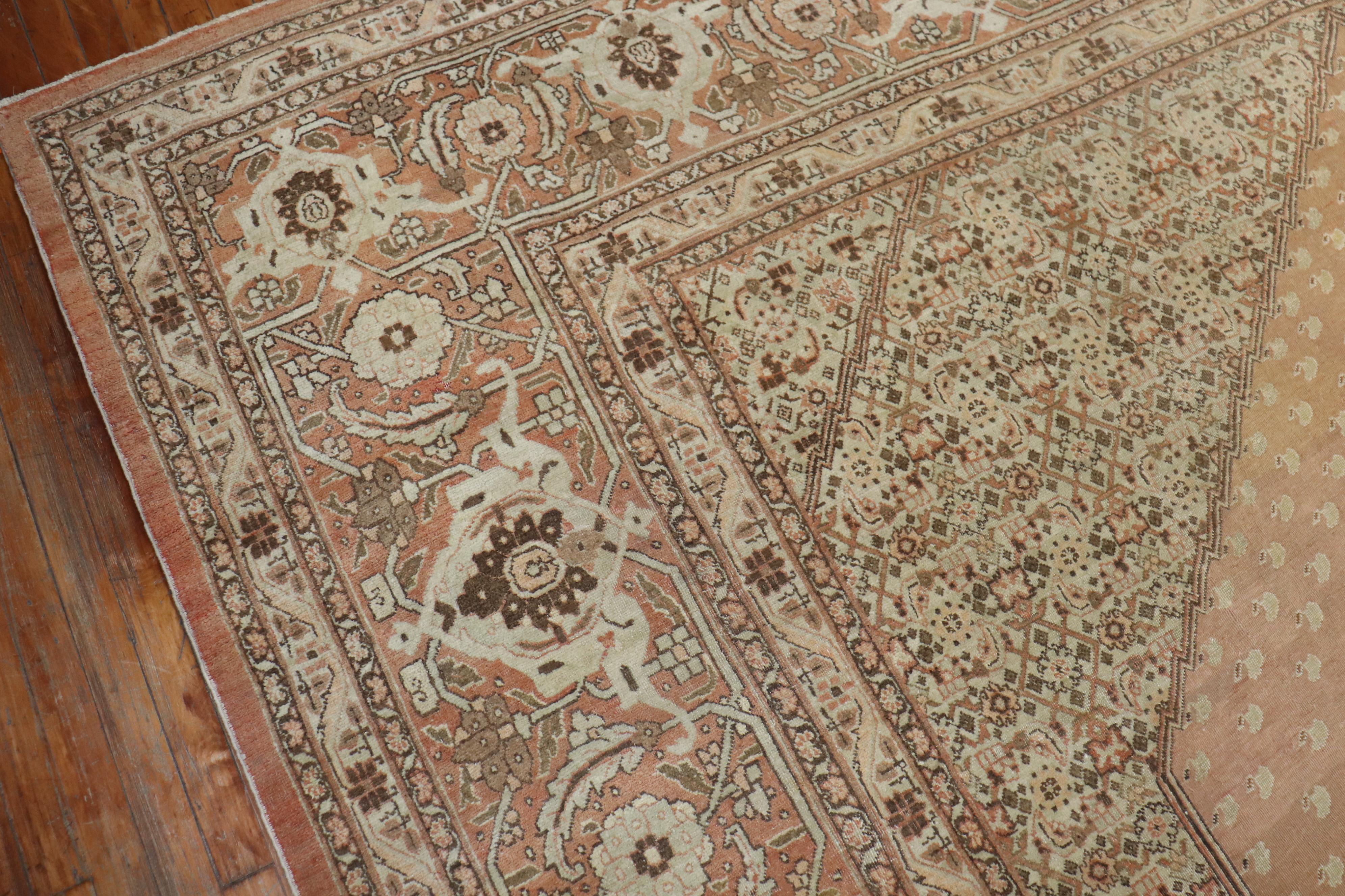 20th Century Large Brown Antique Persian Tabriz Rug For Sale