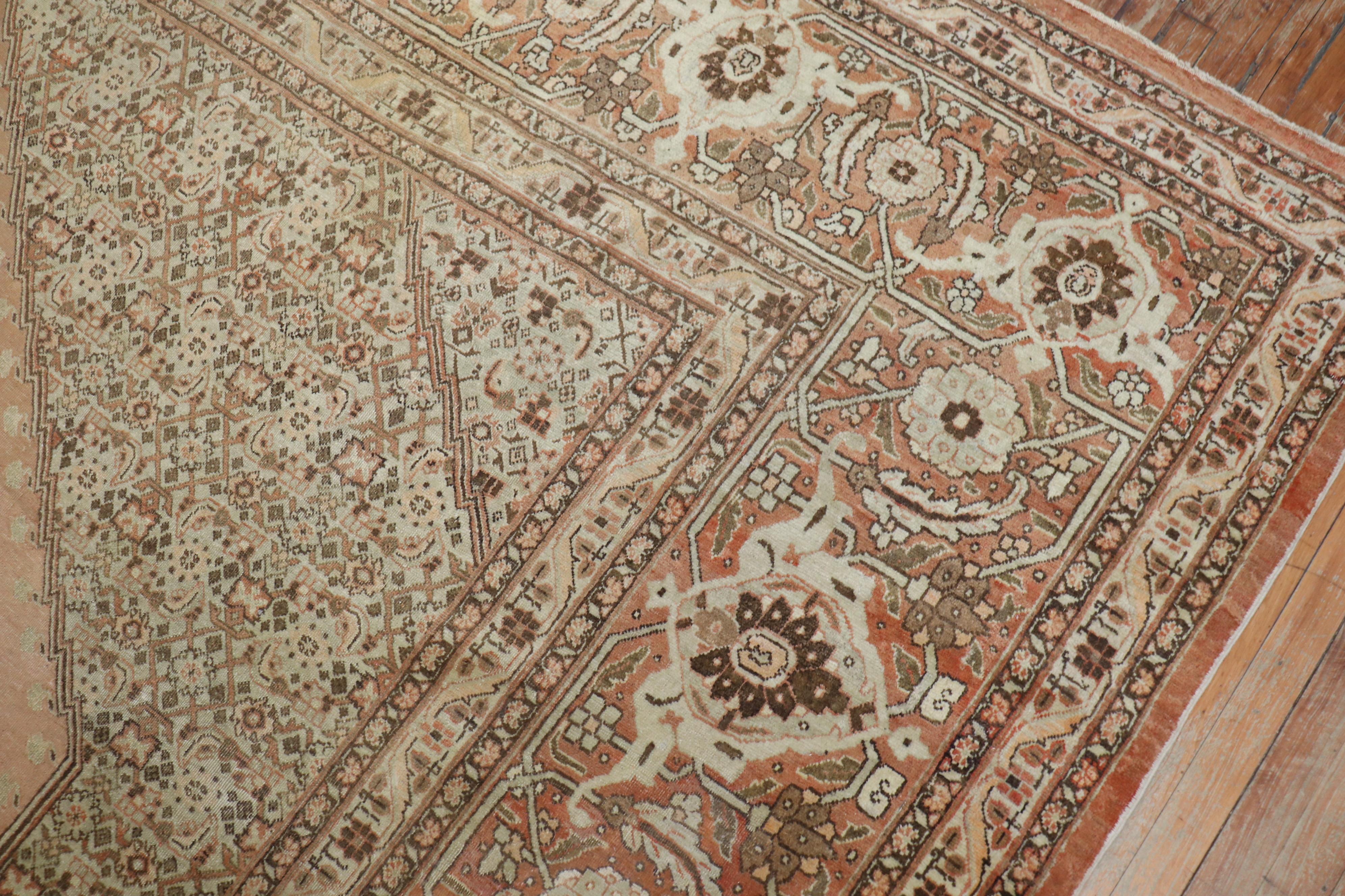 Wool Large Brown Antique Persian Tabriz Rug For Sale