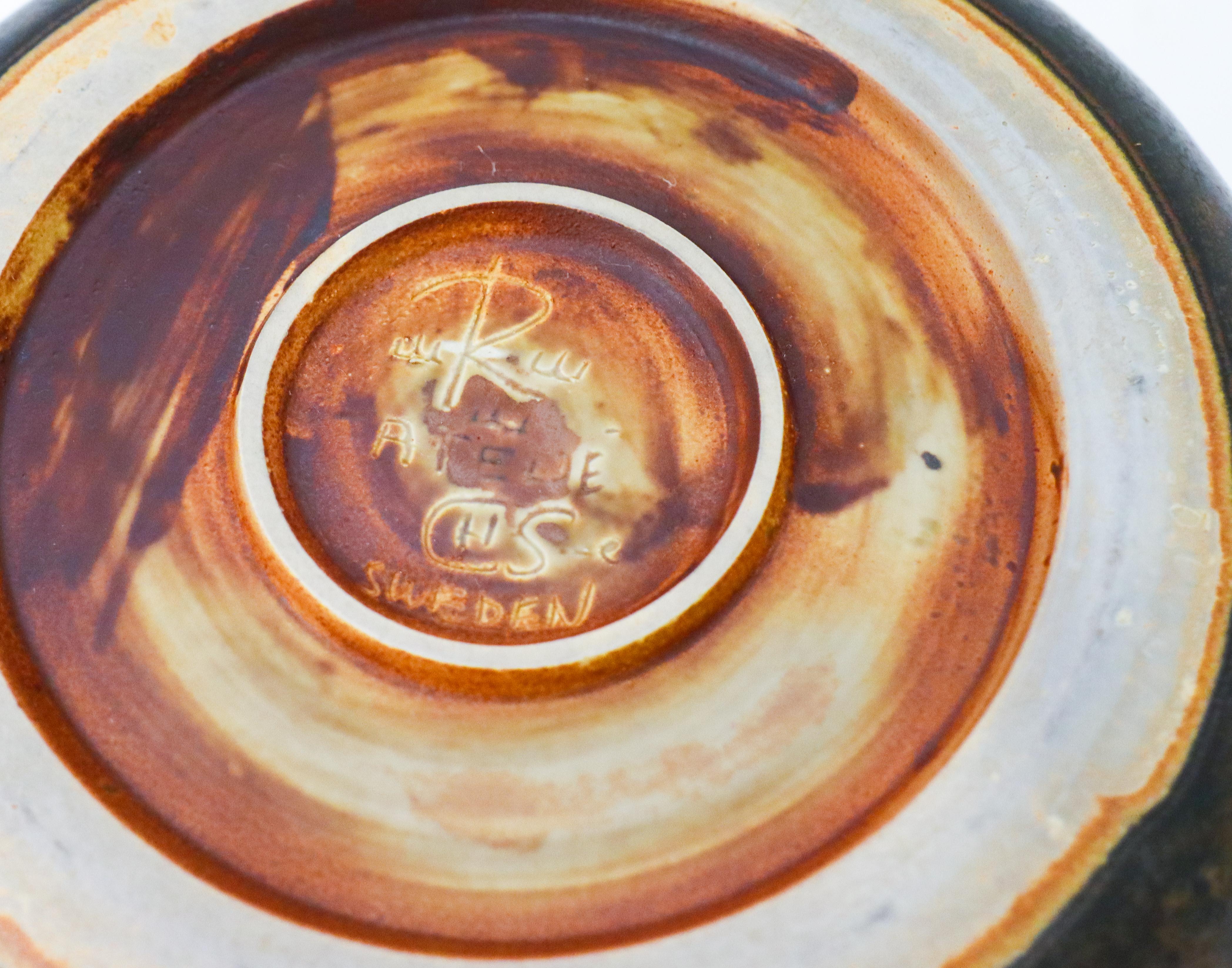Ceramic Large Brown Bowl - Carl-Harry Stålhane - Rörstrand Atelier - Mid-20th Century For Sale