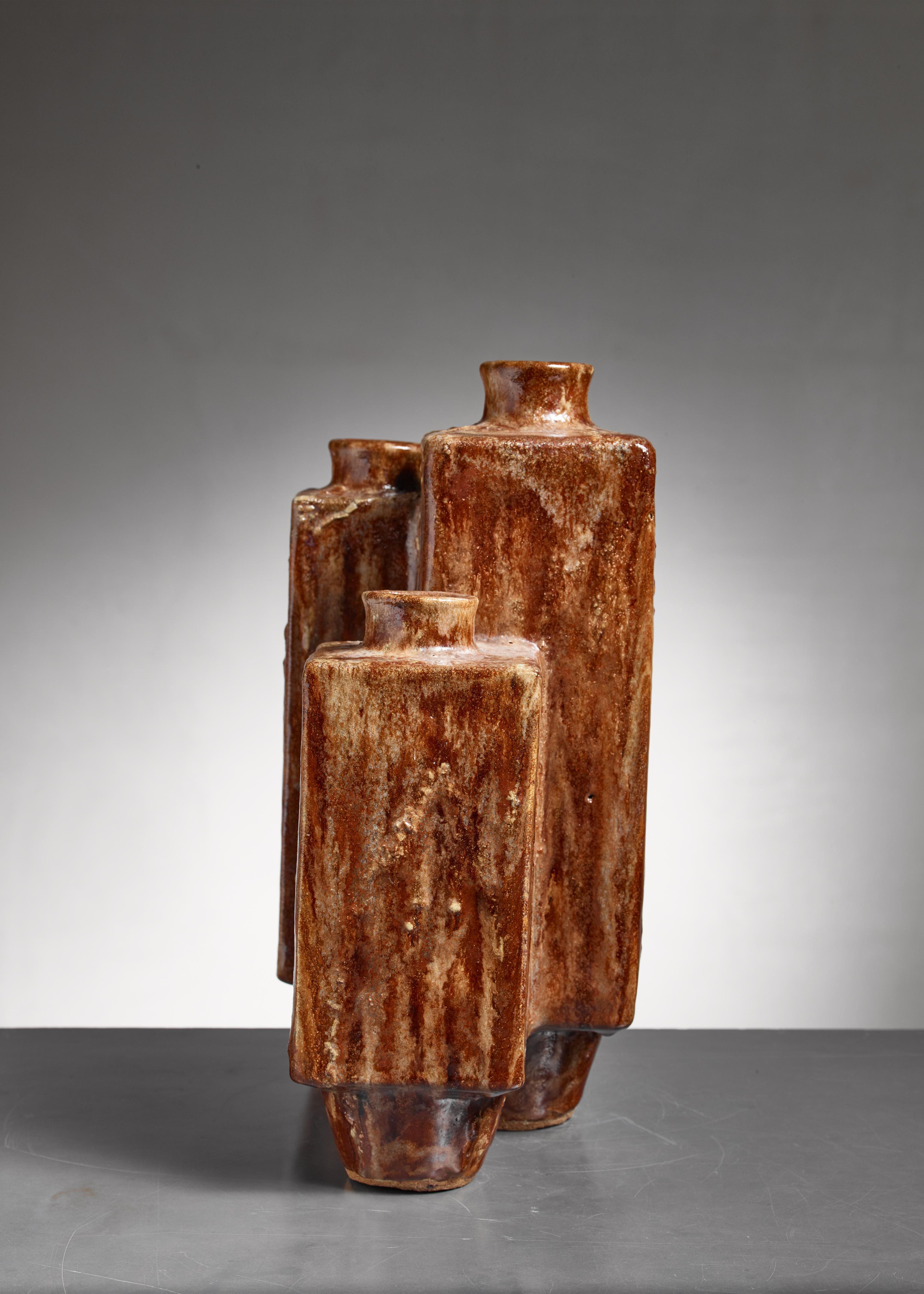 Mid-Century Modern Large Brown Ceramic Vase, 1970 For Sale