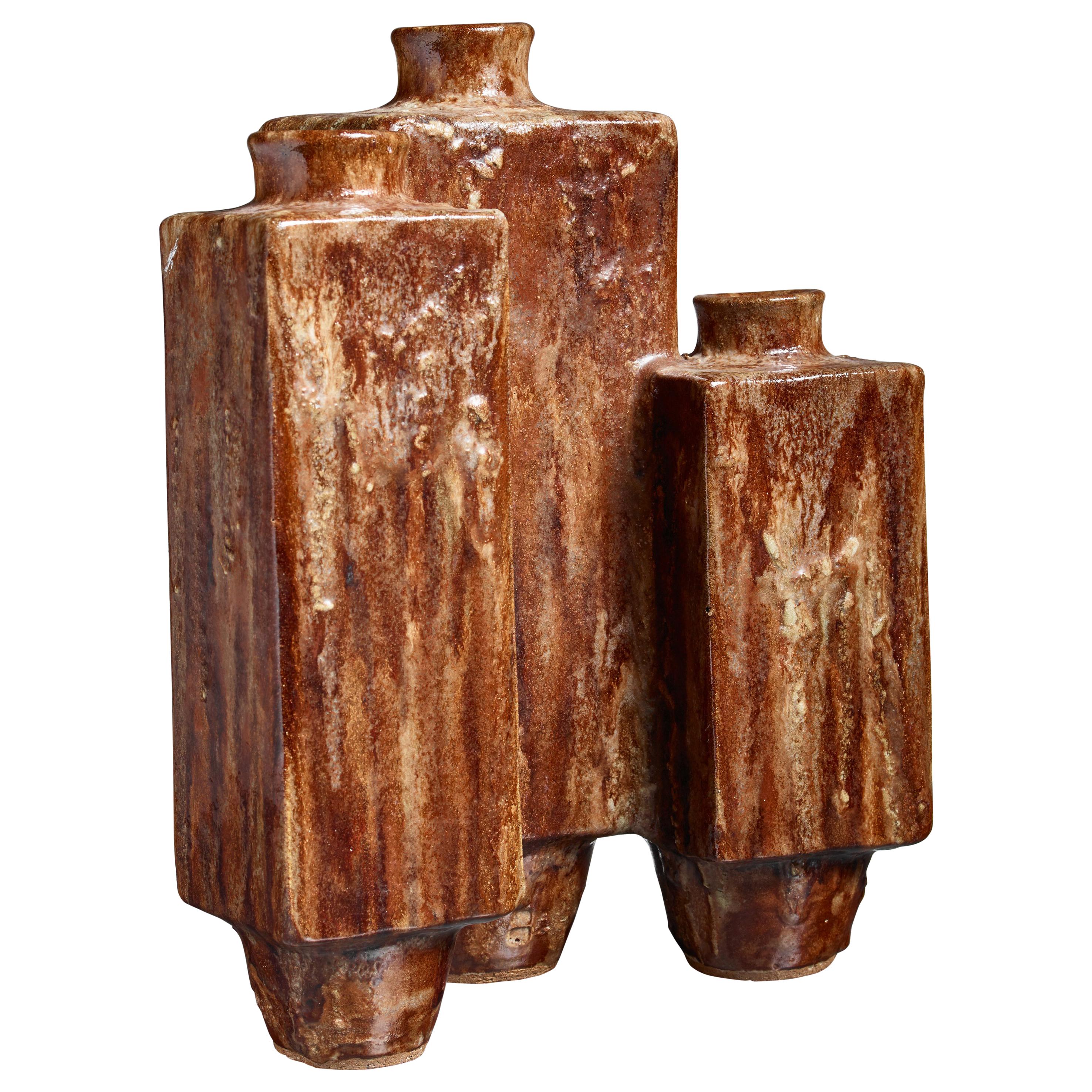 Large Brown Ceramic Vase, 1970 For Sale