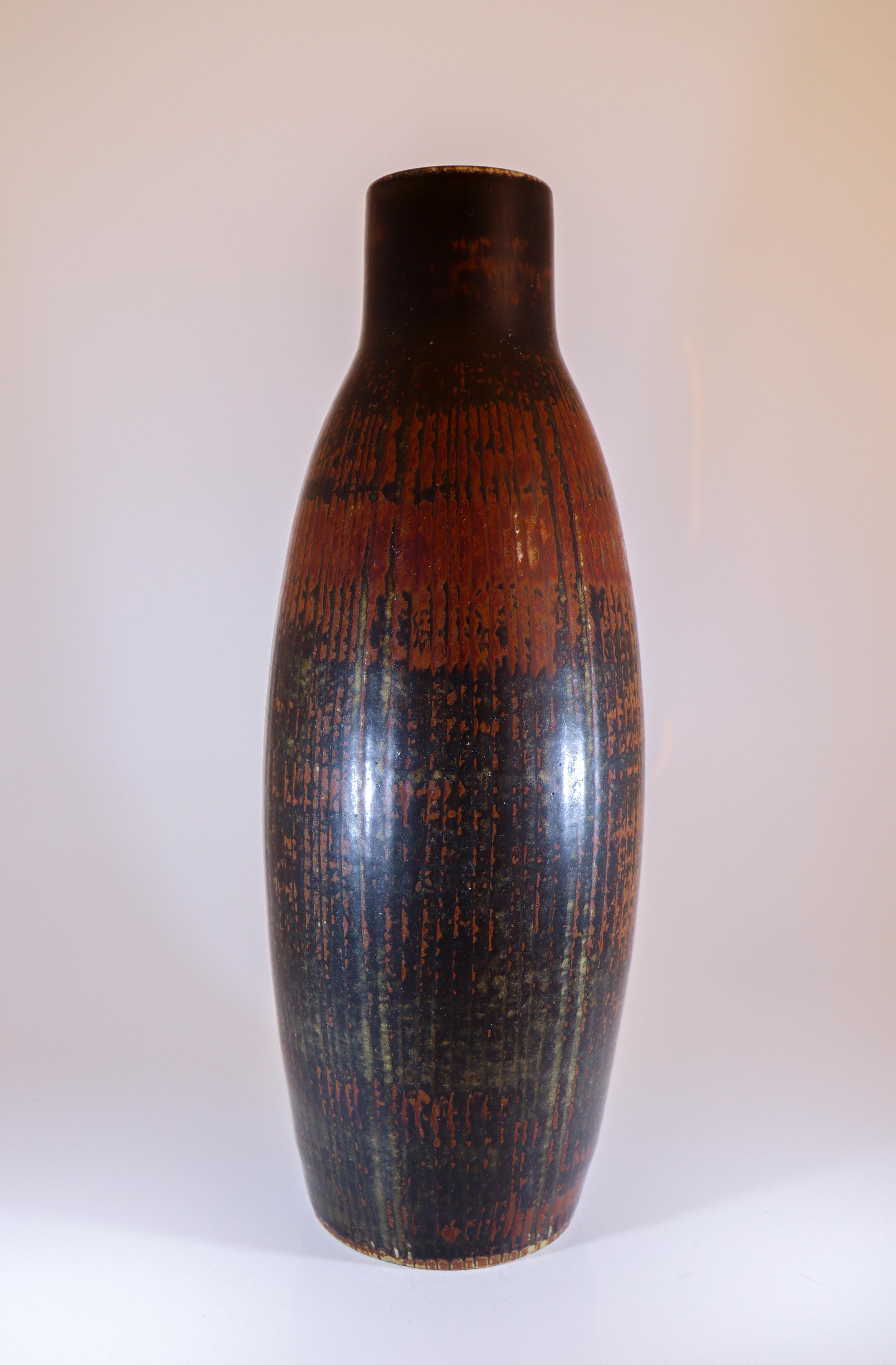 Scandinave moderne Grand vase en céramique brune - Carl-Harry Stålhane - Rörstrand - Milieu du XXe siècle en vente