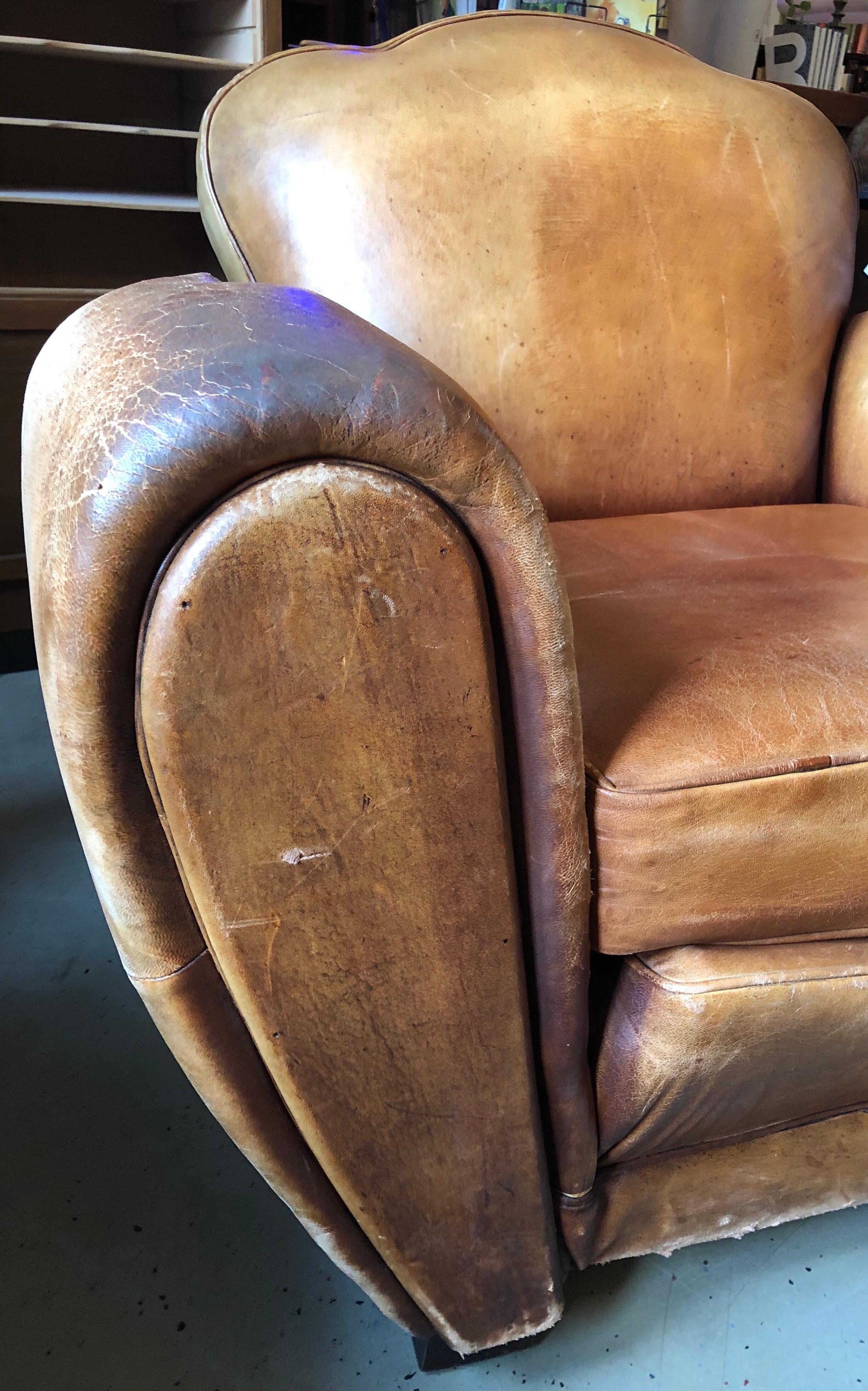 Large Brown Cognac Club Armchair Original Used Leather Condition (Moderne der Mitte des Jahrhunderts)