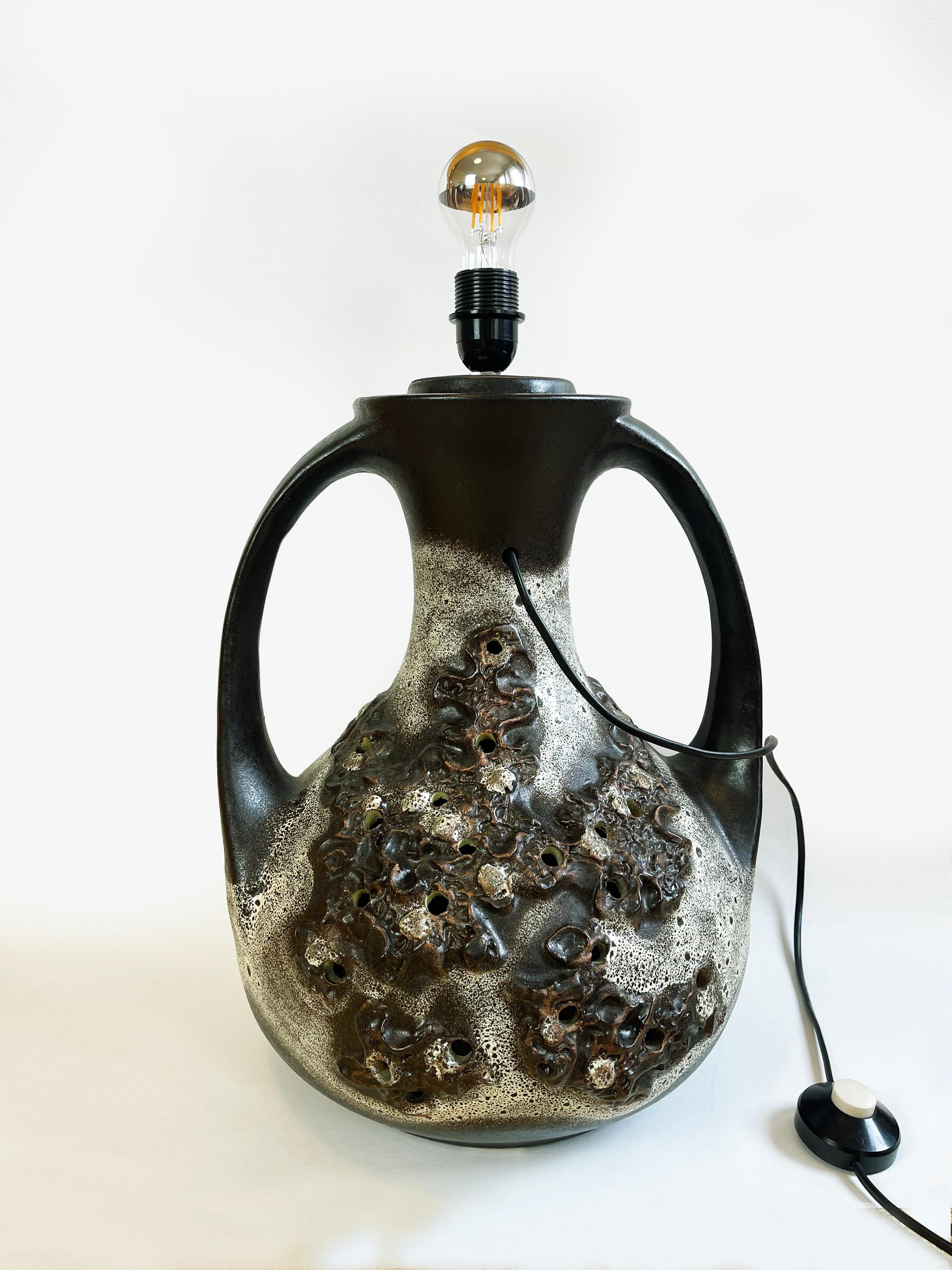 Large Brown Fat Lava Ceramic Floor Lamp by Richard Essig, 1960s, Germany 5