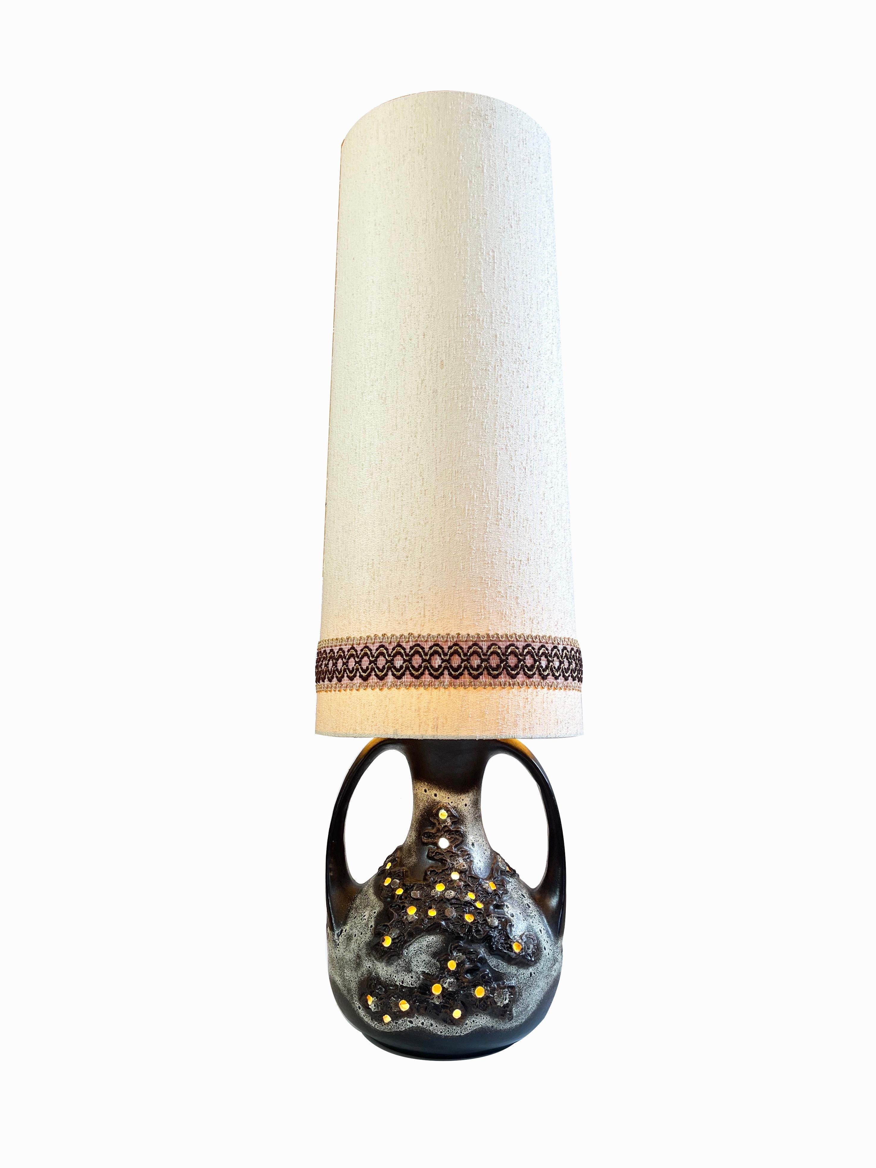 20th Century Large Brown Fat Lava Ceramic Floor Lamp by Richard Essig, 1960s, Germany