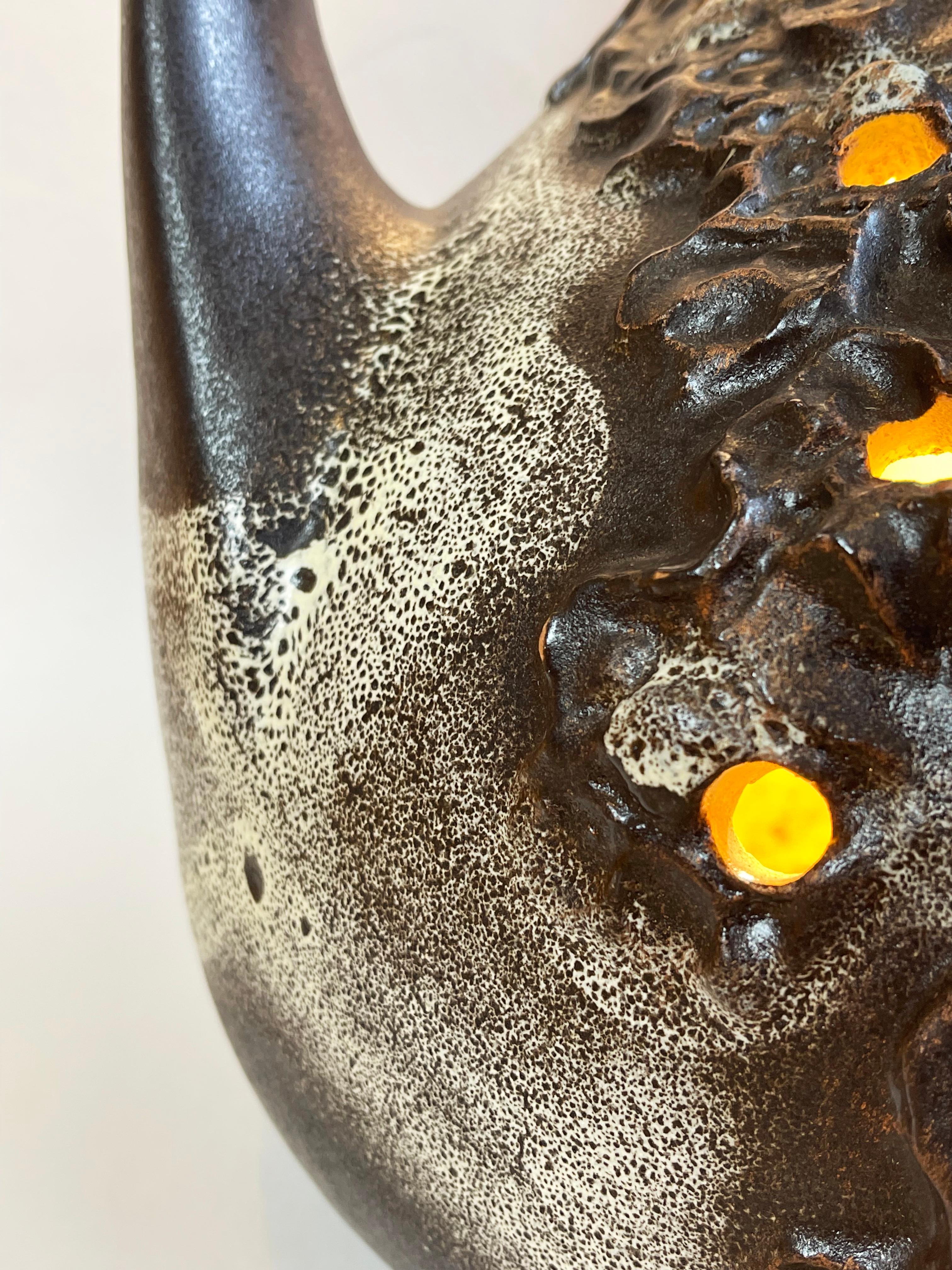 Large Brown Fat Lava Ceramic Floor Lamp by Richard Essig, 1960s, Germany 1