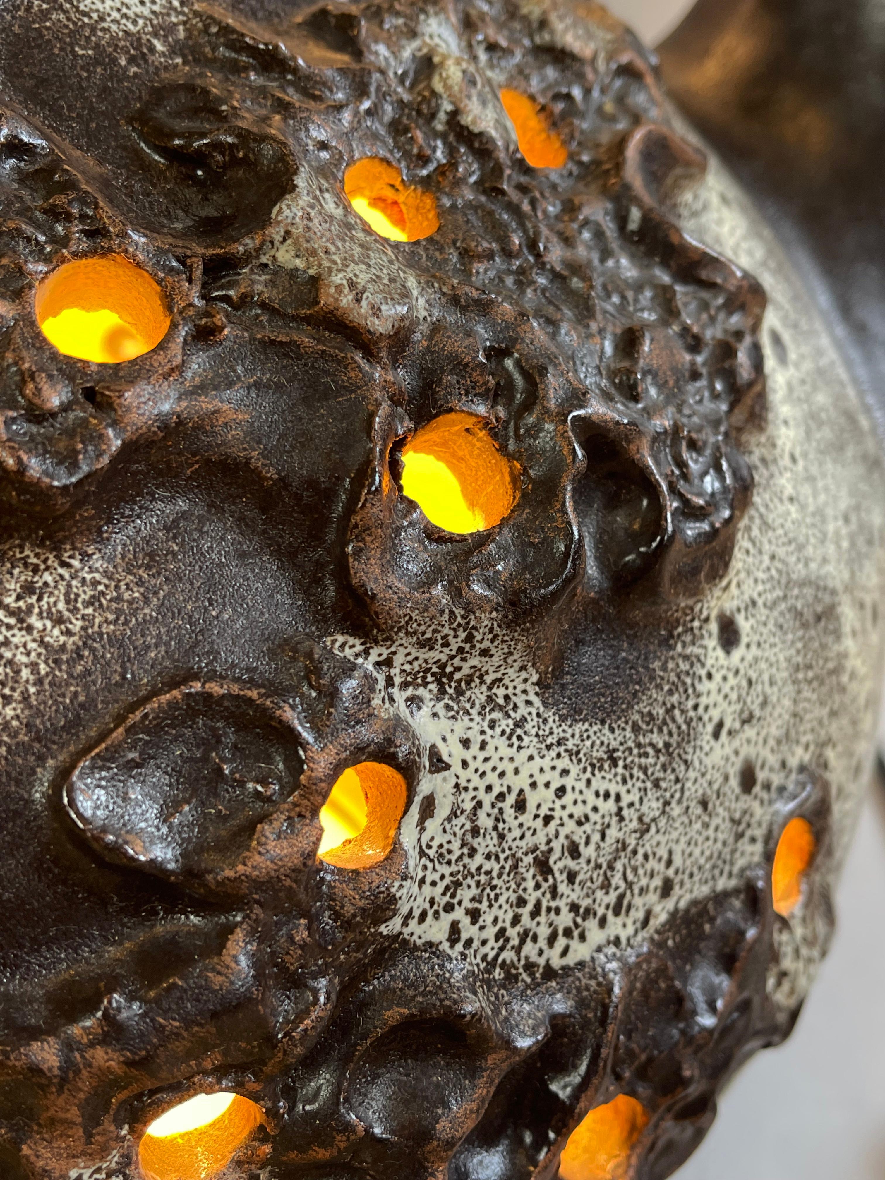 Large Brown Fat Lava Ceramic Floor Lamp by Richard Essig, 1960s, Germany 2