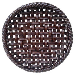 Gran cuenco o cesta francesa marrón Vallauris circa 1950
