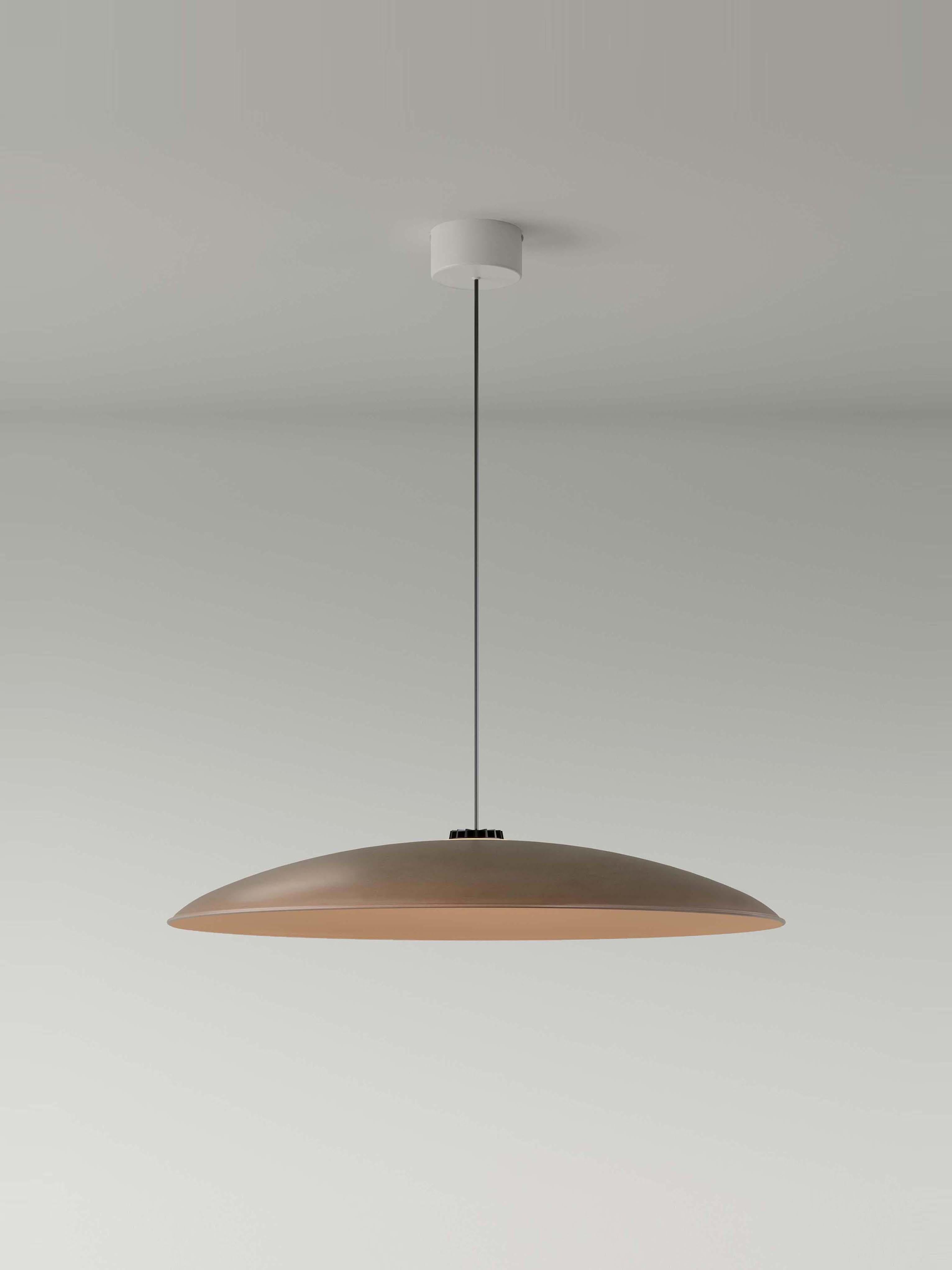 Modern Large Brown Headhat Plate Pendant Lamp by Santa & Cole For Sale