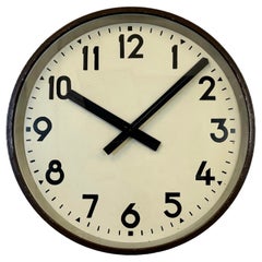 Vintage Large Brown Industrial Factory Wall Clock, 1950s