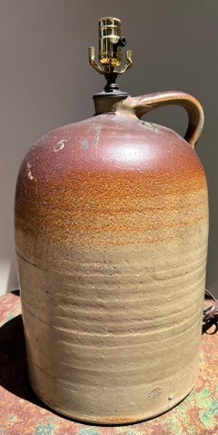 Large Brown Jug Lamp with Shade