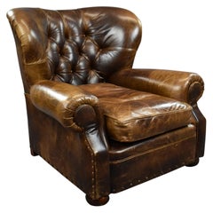Vintage Large Brown Leather Armchair