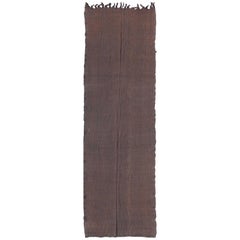 Very Long and Wide Moroccan Kilim Gallery Runner in Solid Brown
