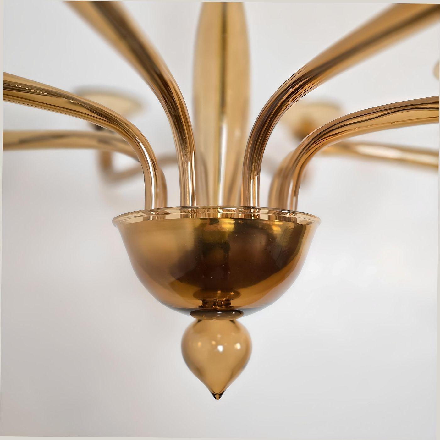 Verre de Murano Large brown Murano glass chandelier en vente