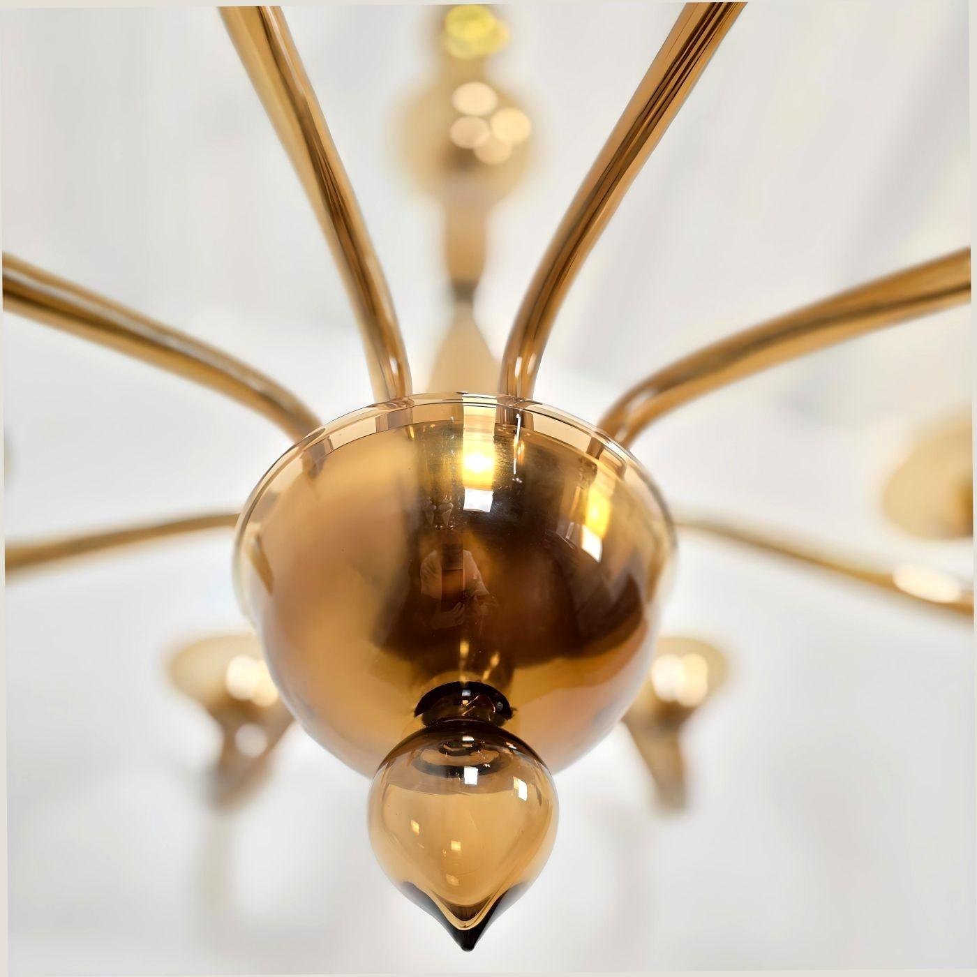 Large brown Murano glass chandelier en vente 1