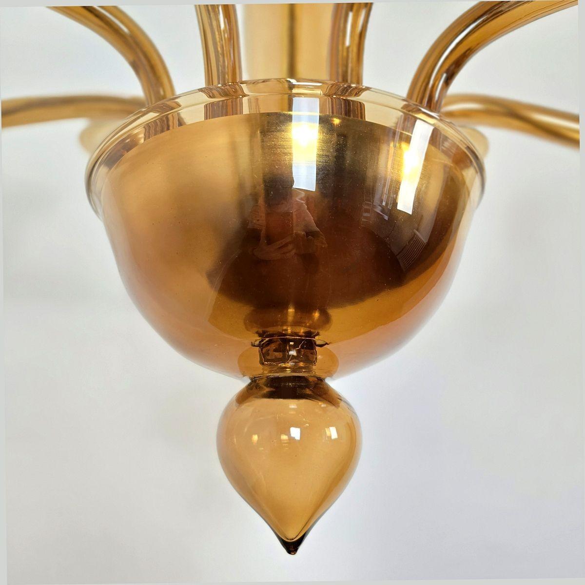 Large brown Murano glass chandelier en vente 2