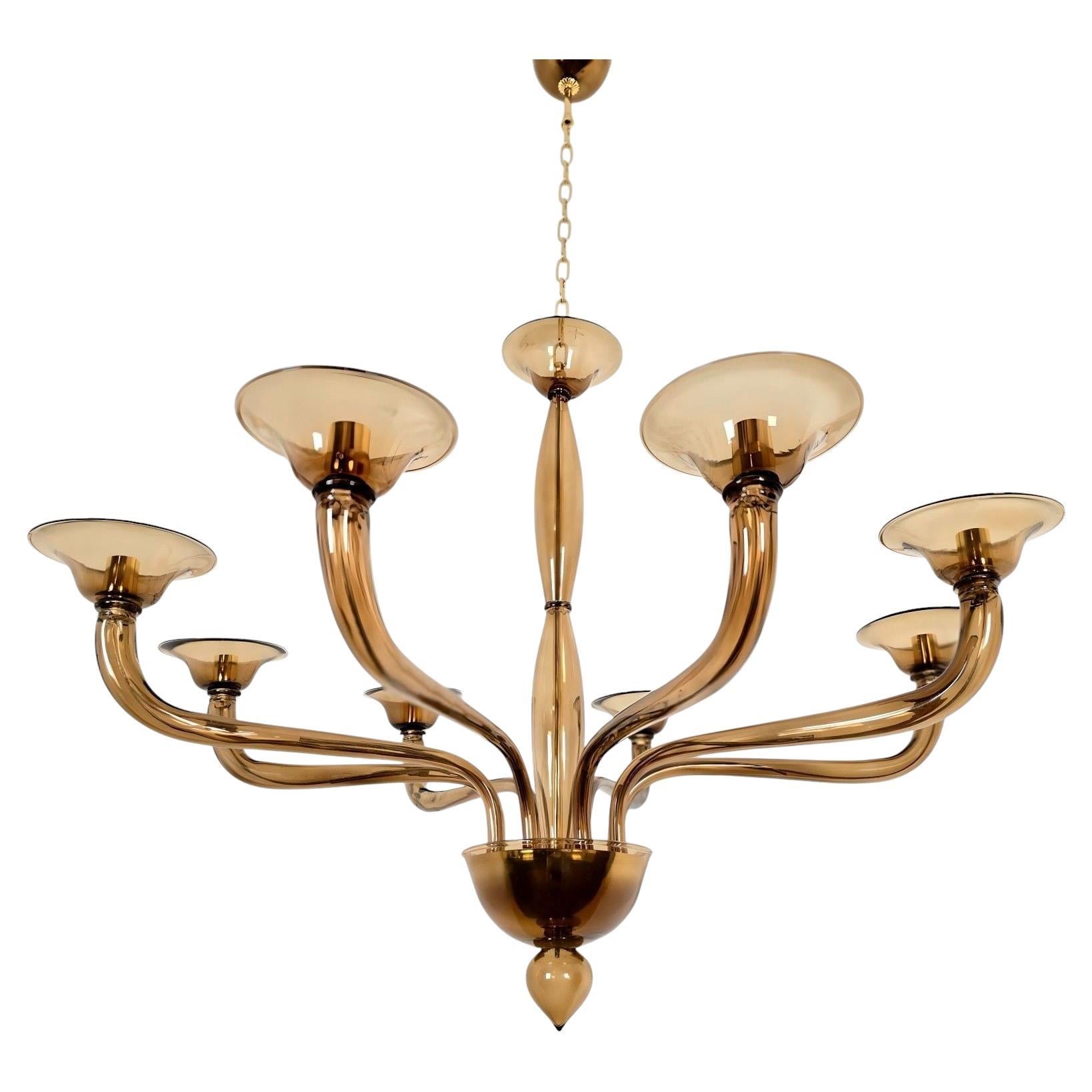Large brown Murano glass chandelier
