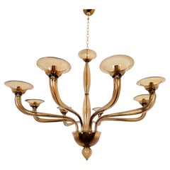Large brown Murano glass chandelier