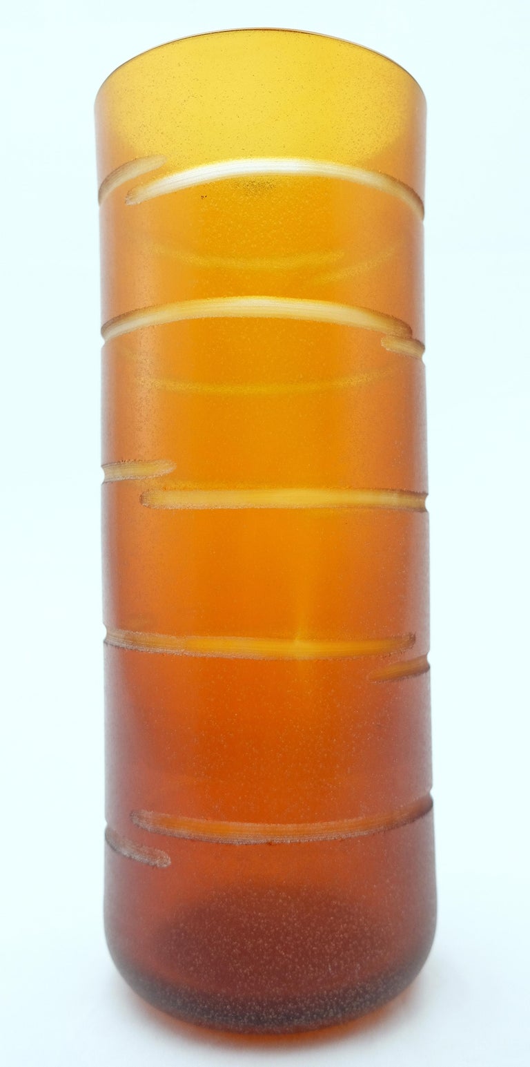 Large Brown Murano Glass Vase by Barbini of Italy For Sale at 1stDibs