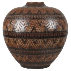 Grand vase moderne scandinave de couleur Brown par Arthur Andersson, Wallåkra 1950's