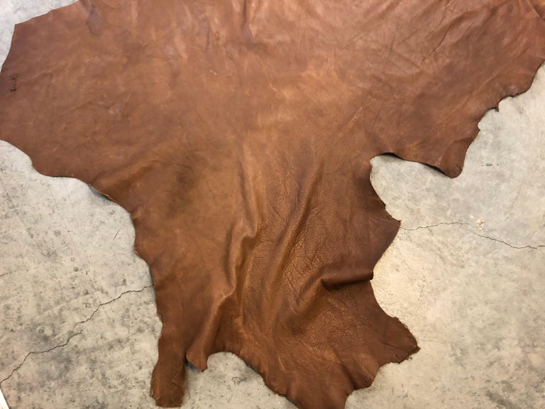 Large Brown Soft Leather Cowhide For Upholstery or Floor For Sale at