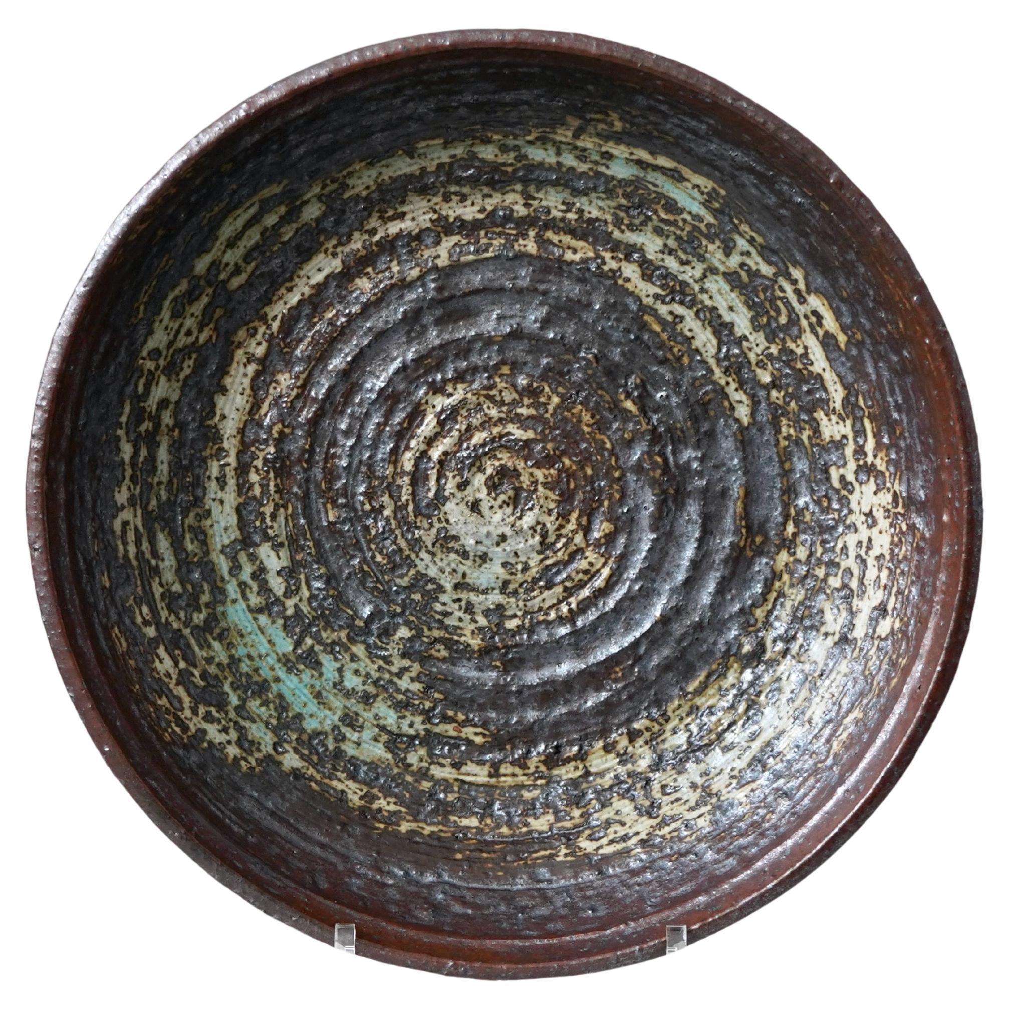 Grand bol en grès Brown par Annikki Hovisaari pour Arabia, Finland, 1960s