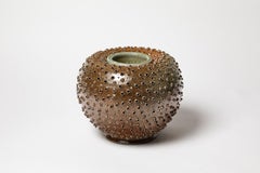 Große Vase aus braunem Steingut, Keramik, Skulptur von Dominique Garet La Borne