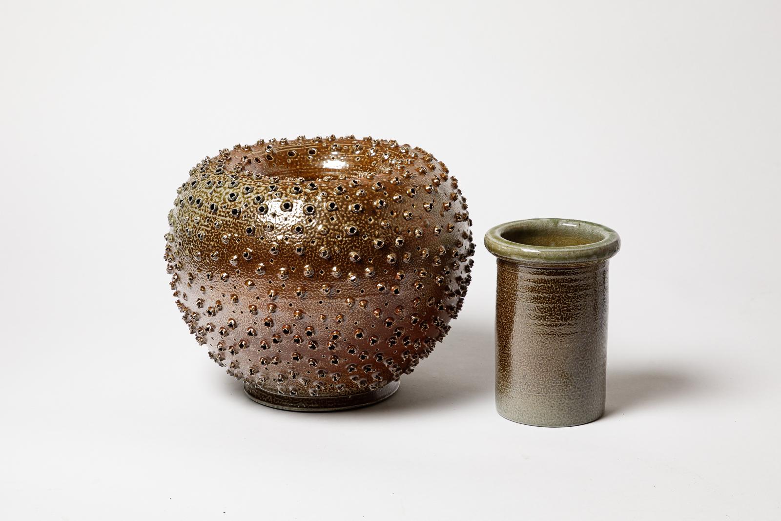 Grande vaso in ceramica marrone di Dominique Garet La Borne In condizioni ottime in vendita a Neuilly-en- sancerre, FR