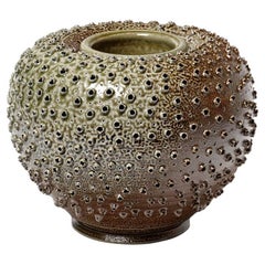 Large brown stoneware ceramic vase sculpture by Dominique Garet La Borne